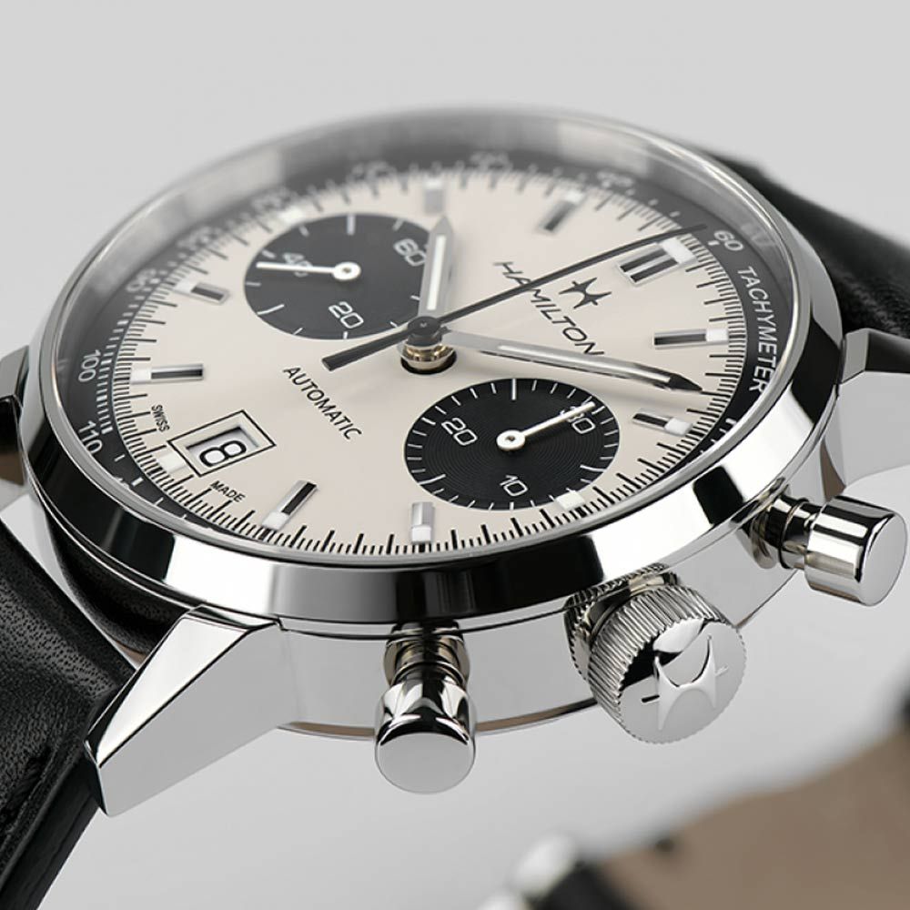 Montre Hamilton American Classic Intra-Matic cadran blanc bracelet cuir noir 40 mm H38416711