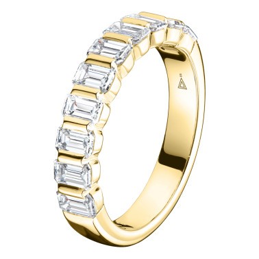 Alliance Lepage Audacieuse en or jaune et diamants taille émeraude