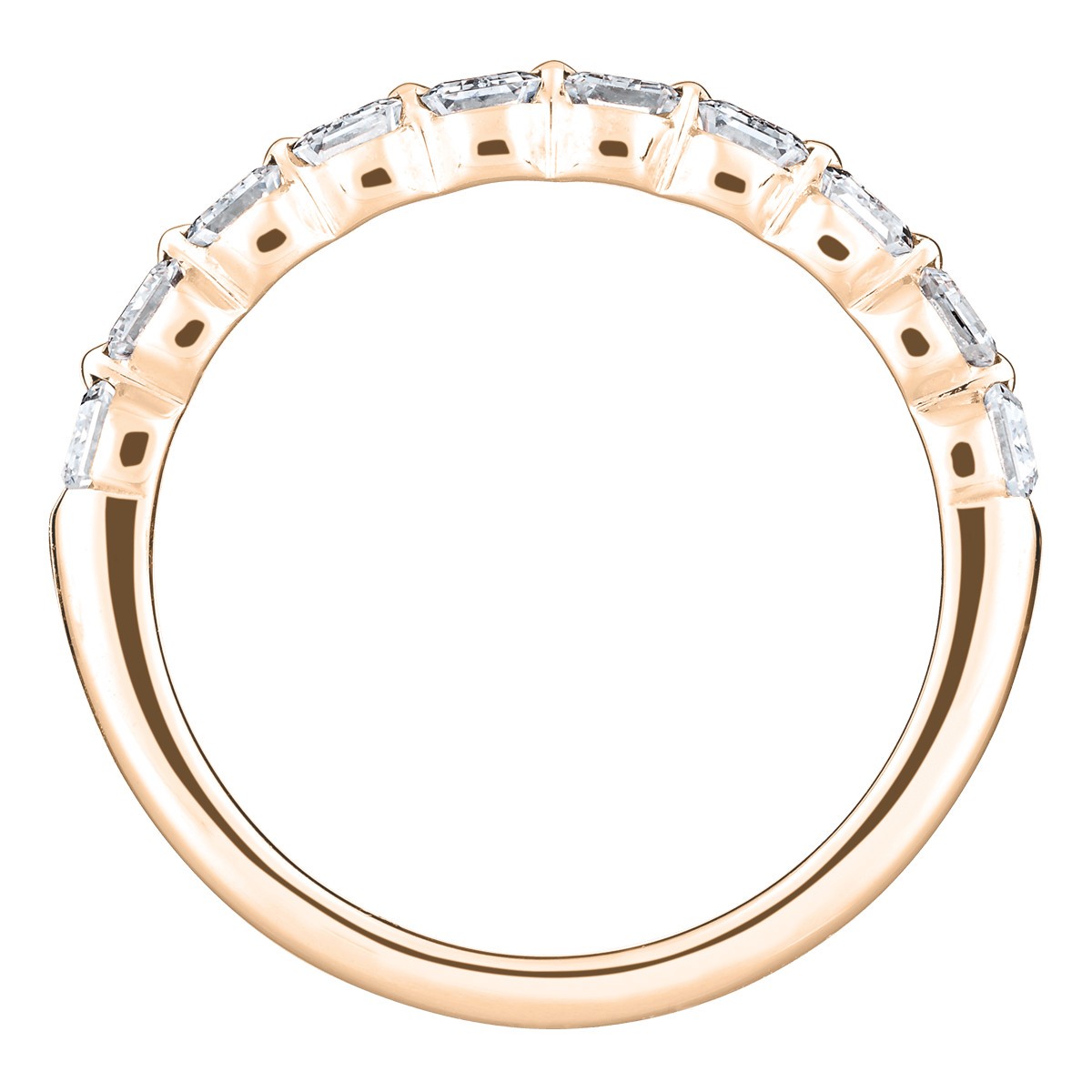 Alliance Lepage Audacieuse en or rose et diamants taille émeraude