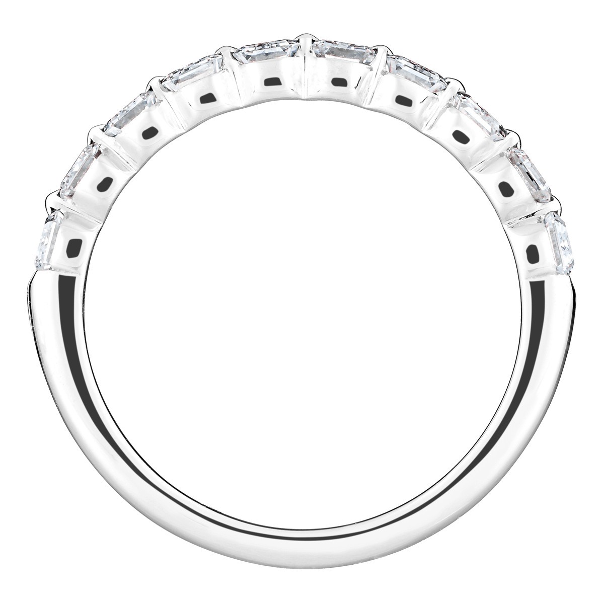 Alliance Lepage Audacieuse en or blanc et diamants taille émeraude