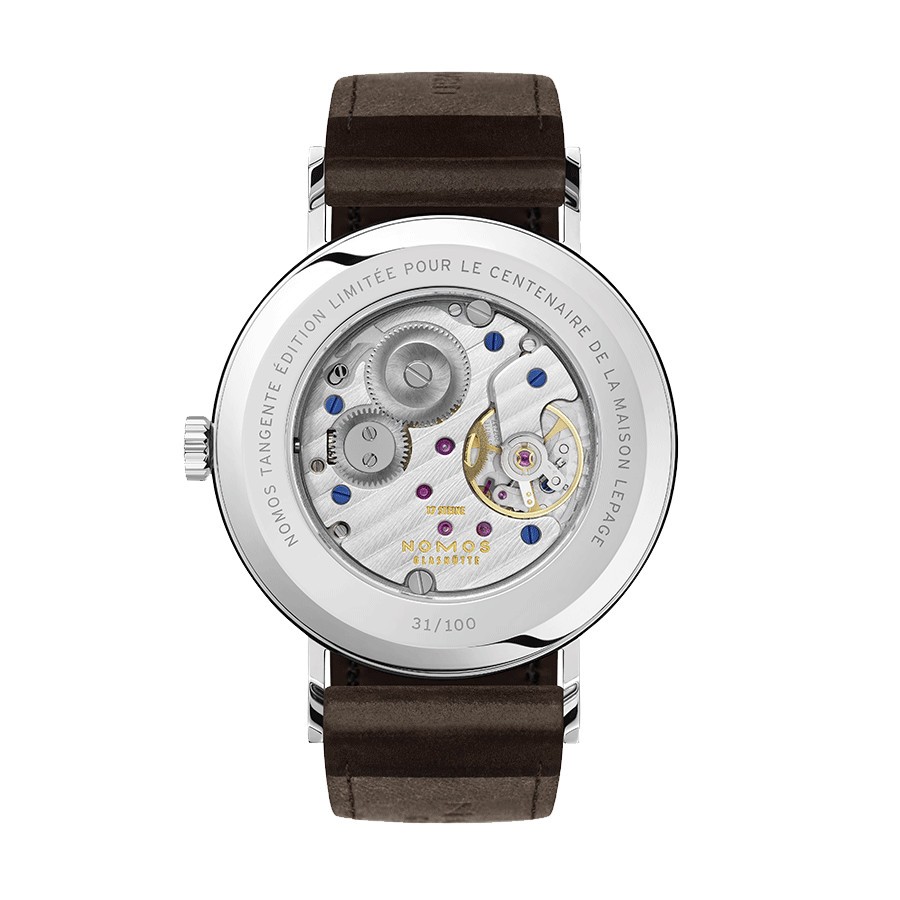 Montre Nomos Tangente Edition Limitée Centenaire Lepage mécanique cadran blanc bracelet cuir marron 38 mm Montre Nomos Tangente Edition Limitée Centenaire Lepage mécanique cadran blanc bracelet cuir marron 38 mm