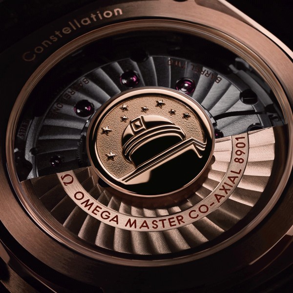 Montre Omega Constellation Globemaster Co-Axial Master Chronometer or rouge bracelet cuir chocolat 39 mm