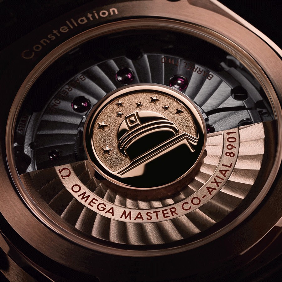 Montre Omega Constellation Globemaster Co-Axial Master Chronometer or rouge bracelet cuir chocolat 39 mm