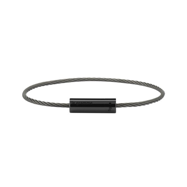 Le Gramme Cable bracelet in smooth black ceramic polished