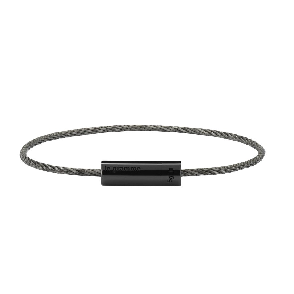 Le Gramme Cable bracelet in smooth black ceramic polished - Lepage