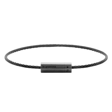 Bracelet Le Gramme Câble en céramique noire 5gr lisse brossé LGCCNBR05105