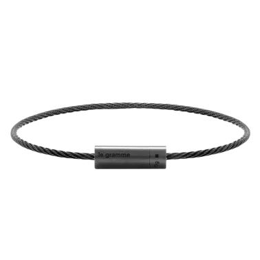 Bracelet Le Gramme Câble en céramique noire 5gr lisse brossé LGCCNBR05105
