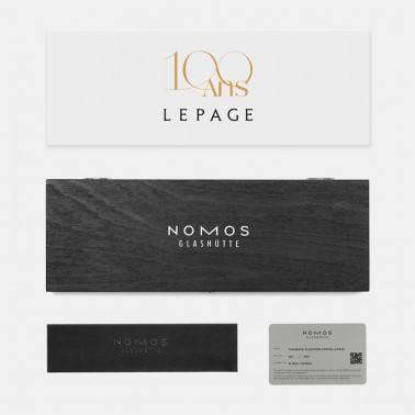 Montre Nomos Tangente Edition Limitée Centenaire Lepage mécanique cadran blanc bracelet cuir marron 35 mm