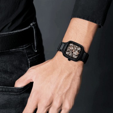 Montre Rado True Square Open Heart Automatic bracelet céramique noire 38 mm R27086162