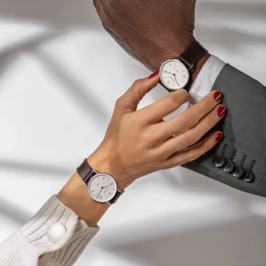 Montre Nomos Tangente Edition Limitée Centenaire Lepage mécanique cadran blanc bracelet cuir marron 35 mm