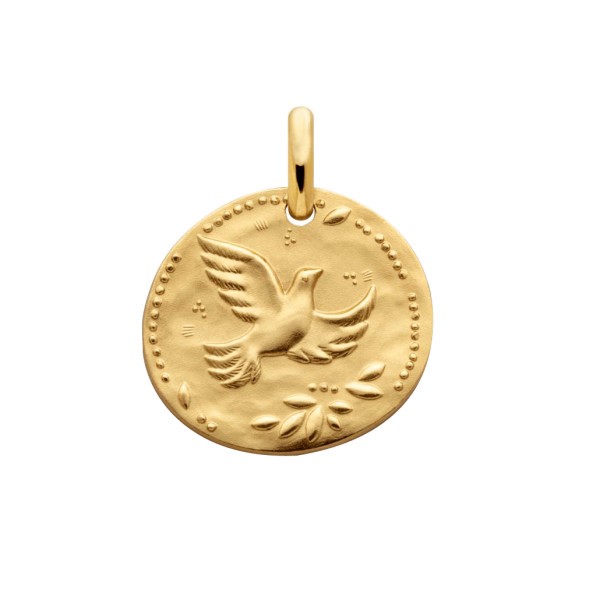 Médaille galet Arthus Bertrand Colombe aux étoiles en or jaune