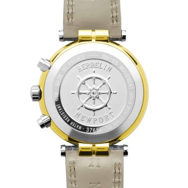 Montre Michel Herbelin Newport Originals Chrono quartz cadran bleu bracelet cuir bleu 40 mm 37654/T35