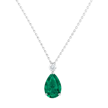 Necklace Lepage Jacques white gold and emerald
