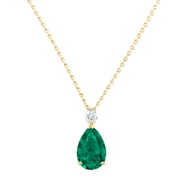 Necklace Lepage Jacques yellow gold and emerald