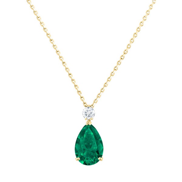 Necklace Lepage Jacques yellow gold and emerald