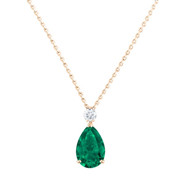 Necklace Lepage Jacques pink gold and emerald
