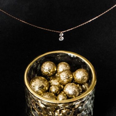 Collier La Brune et La Blonde 360° Duo en or jaune 2 diamants taille brillant 0,20 carat