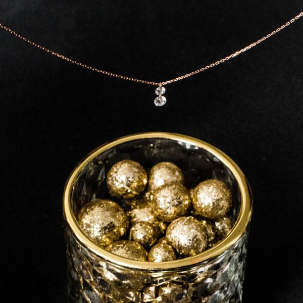 Collier La Brune et La Blonde 360° Duo en or jaune 2 diamants taille brillant 0,20 carat