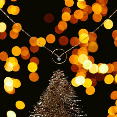 Collier La Brune et La Blonde Excentrique Rond en or jaune diamant taille brillant 0,12 carat