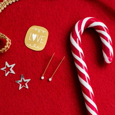 Boucles d'oreilles La Brune et La Blonde Majorette or jaune 2 diamants taille brillant 0,20 carat