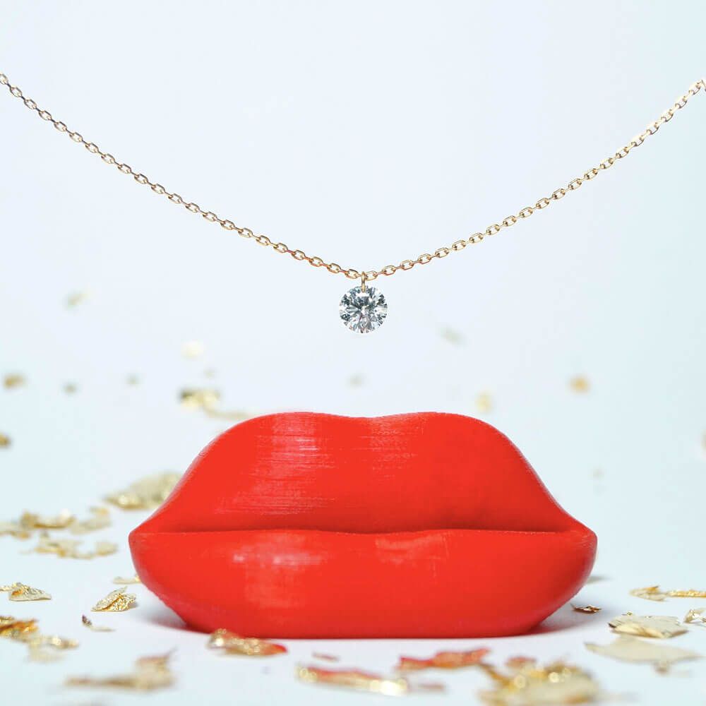 Collier La Brune et La Blonde 360° Duo en or jaune 2 diamants taille brillant 0,35 carat