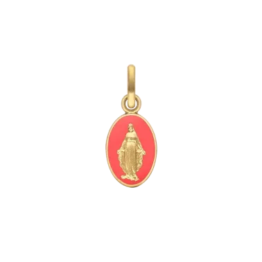 Médaille Arthus Bertrand Vierge Miraculeuse rose pétunia en or jaune