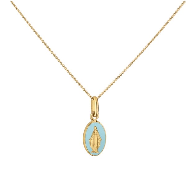 Médaille Arthus Bertrand Vierge Miraculeuse bleu ciel en or jaune