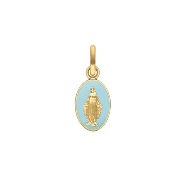 Médaille Arthus Bertrand Vierge Miraculeuse bleu ciel en or jaune