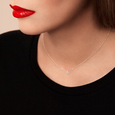 Pendentif La Brune et La Blonde 360° en or blanc diamant taille poire 0,25 carat - Porte
