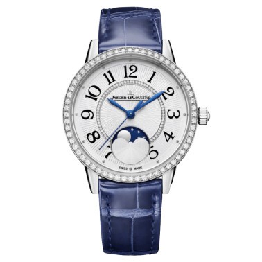 Jaeger-LeCoultre Rendez-Vous Classic Moon automatic watch blue leather strap 34 mm 3578430