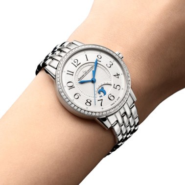 Montre Jaeger-LeCoultre Rendez-Vous Classic Night & Day automatique lunette sertie cadran argent bracelet acier 34 mm