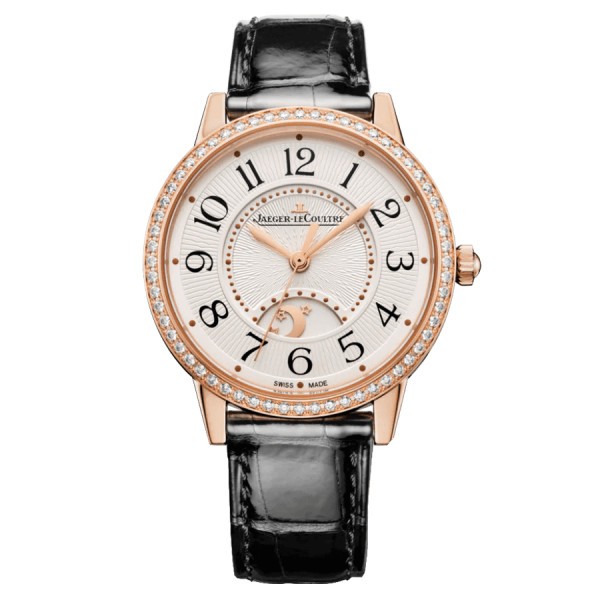 Jaeger-LeCoultre Rendez-Vous Classic Night & Day watch Automatic pink gold bezel set Black leather strap 34 mm 3442430