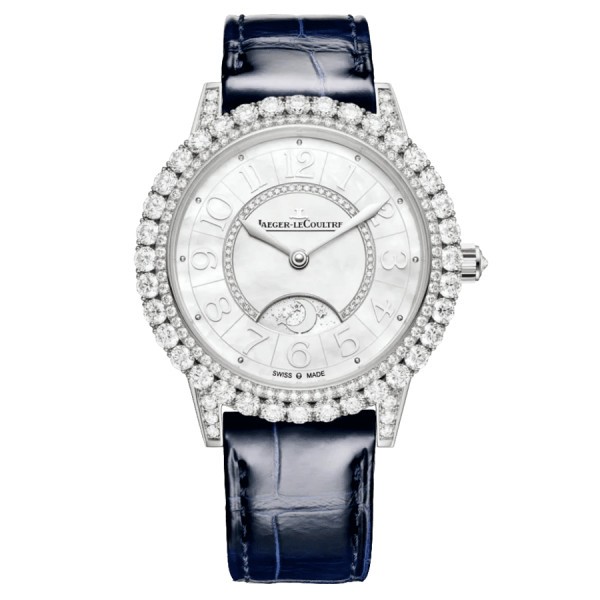 Jaeger-LeCoultre Rendez-Vous Dazzling Night & Day automatic white gold watch bezel set with mother-of-pearl dial blue leather st