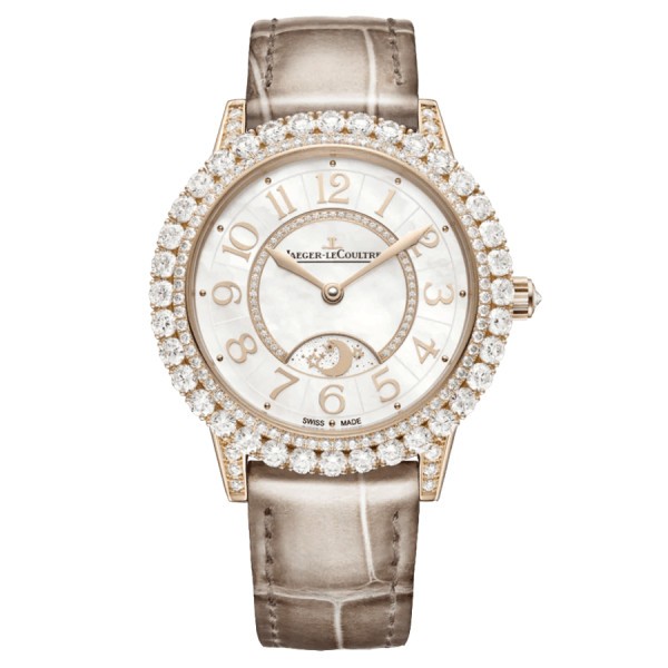 Montre Jaeger-LeCoultre Rendez-Vous Dazzling Night & Day Or Rose automatique lunette sertie bracelet cuir brun 36 m 3432570