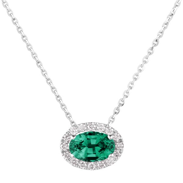 Necklace Lepage Eleanor in emerald white gold and diamonds