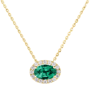 Necklace Lepage Eleanor in yellow gold, emerald and diamonds