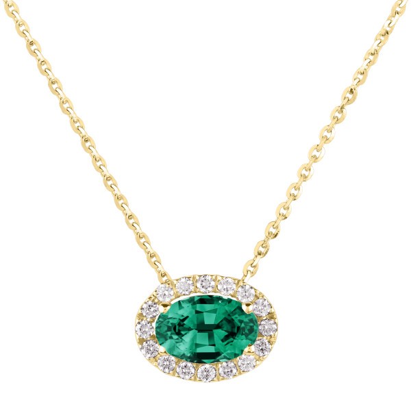 Necklace Lepage Eleanor in yellow gold, emerald and diamonds