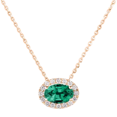 Collier Lepage Eléanor en or rose, émeraude et diamants LEC16E6X4CR