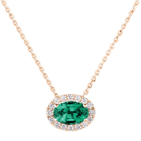 Necklace Lepage Eleanor in pink gold, emerald and diamonds
