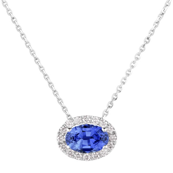 Necklace Lepage Eleanor in white gold, saphirre and diamonds