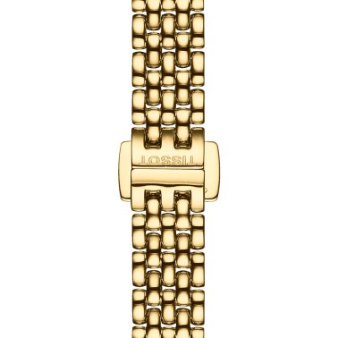 Montre Tissot T-Lady Lovely quartz cadran argent bracelet acier PVD or jaune 19,5 mm