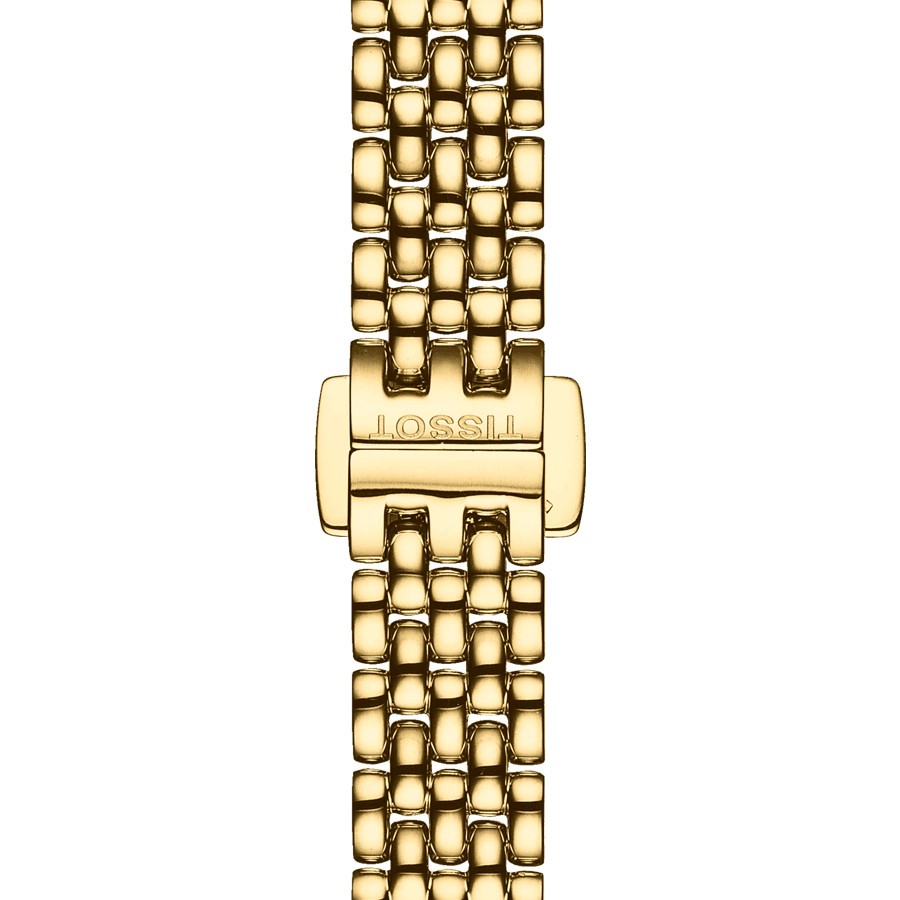 Montre Tissot T-Lady Lovely quartz cadran argent bracelet acier PVD or jaune 19,5 mm