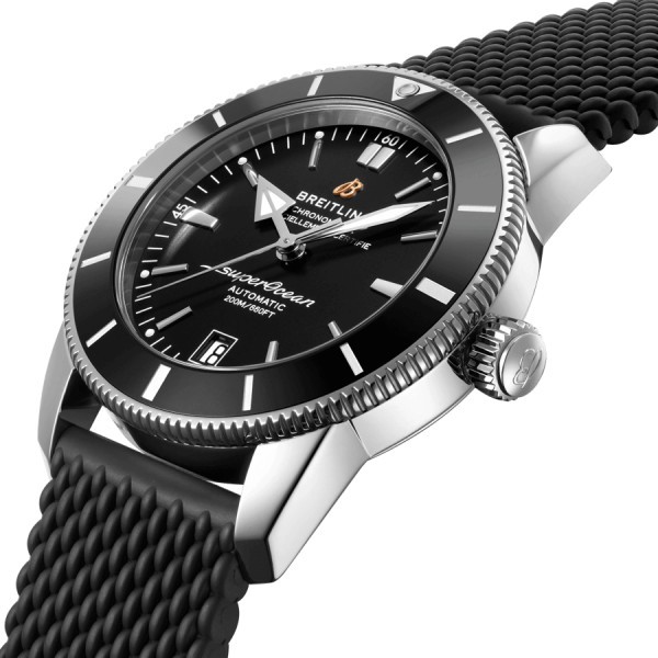 Montre Breitling Superocean Heritage B20 automatique cadran noir bracelet caoutchouc noir 42 mm AB2010121B1S1