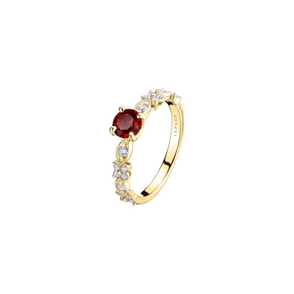 Solitaire Lepage Auguste en or jaune, rubis et diamants LES36R50CJ