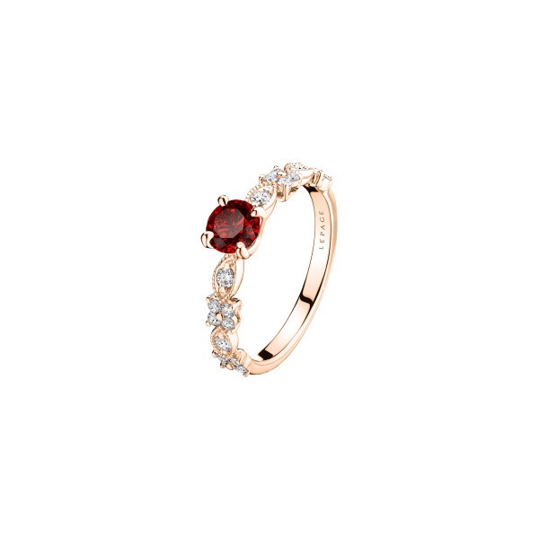 Solitaire Lepage Auguste en or rose, rubis et diamants LES36R50CR