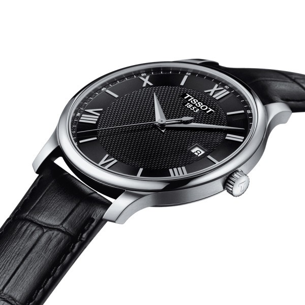 Tissot T-Classic Tradition T063.409.16.058.00 - Orologio Quarzo Uomo In Acciaio, Quadrante Nero, Vetro Zaffiro