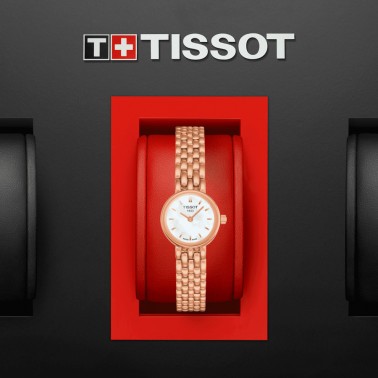 Montre Tissot T-Lady Lovely quartz cadran nacre bracelet acier PVD or rose 19,5 mm