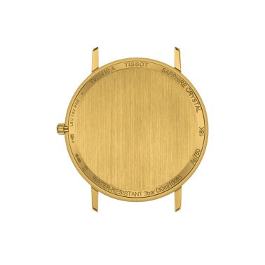 Montre Tissot T-Gold Goldrun Gent Or Jaune quartz cadran champagne bracelet cuir noir 38 mm T922.410.16.021.00