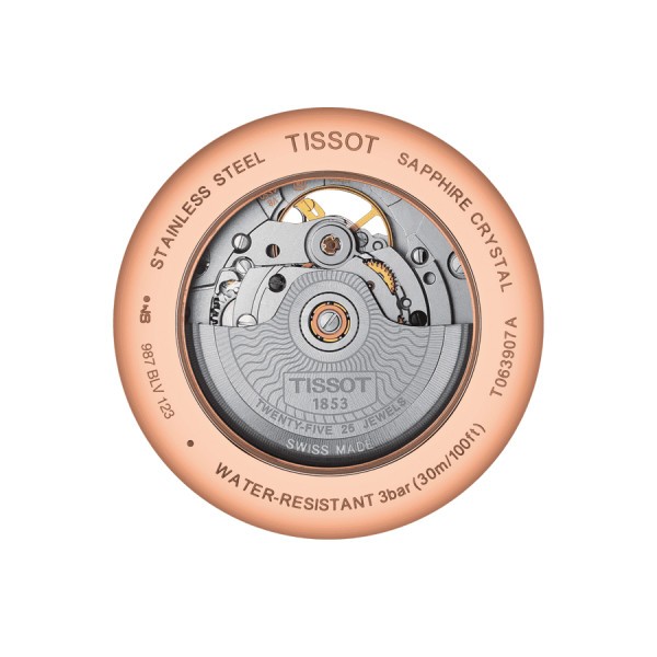 Montre Tissot T-Classic Tradition Powermatic 80 Open Heart bracelet cuir noir 40 mm T063.907.36.068.00