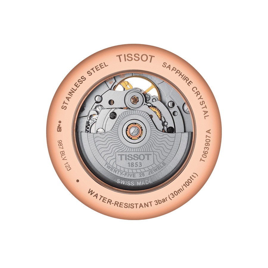 Montre Tissot T-Classic Tradition Powermatic 80 Open Heart bracelet cuir noir 40 mm T063.907.36.068.00